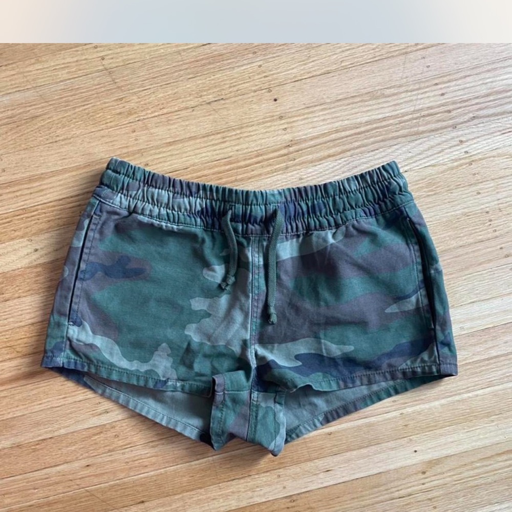 TNA Green Cargo Shorts with Camouflage Print